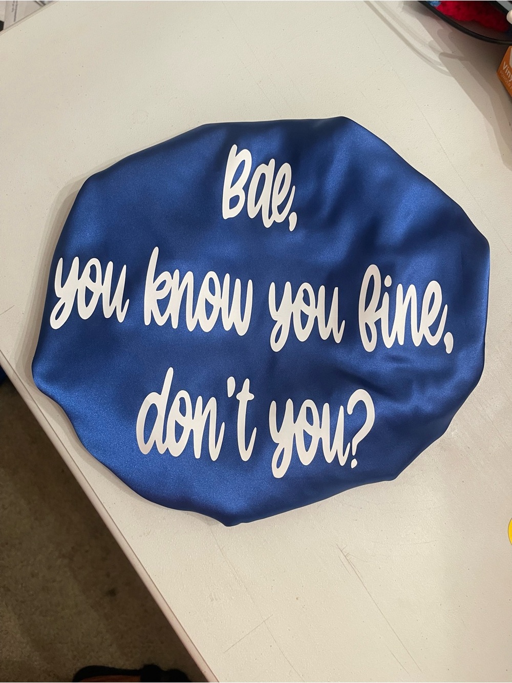 Blue Satin "Bae, you know you fine, don't you?" Bonnet